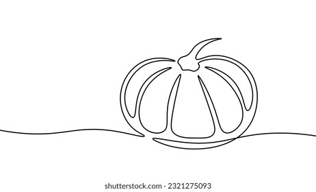 Símbolo de verdura de calabaza madura de una línea. Elemento decorativo otoño otoño otoño otoño vacaciones Halloween impronta ilustración vectorial