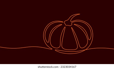 One line ripe pumpkin vegetable symbol. Decorative element november fall yield holiday Halloween print vector illustration