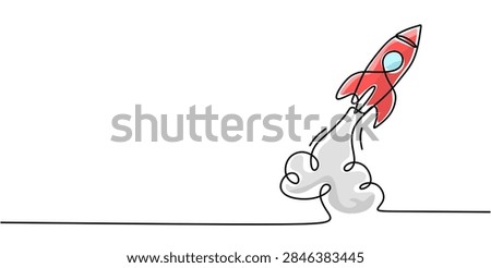 One line rocket vector illustration	