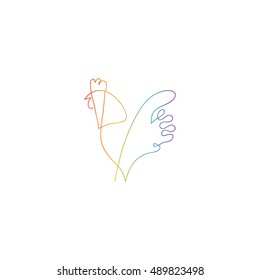 One line rooster design silhouette.Hand drawn minimalism style vector illustration