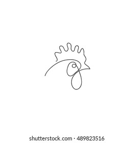 One line rooster design silhouette.Hand drawn minimalism style vector illustration