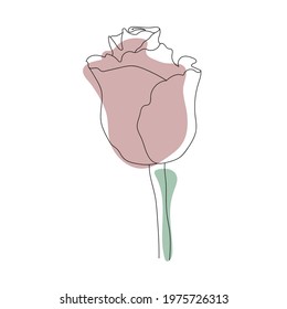 One line rose design. Continuous one line drawing. Black and white vector illustration. Concept for logo, card, banner, poster, flyer. Hand drawn minimalism style vector illustration