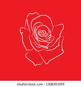 One line rose design - design element for Valentine's Day 