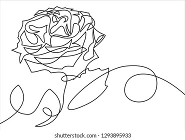 One line rose design. Hand drawn minimalism style vector illustration