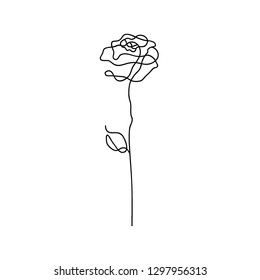 One Line Rose Design Hand Drawn Stock Vector (Royalty Free) 1297956313 ...