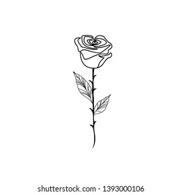One line rose design. Hand drawn minimalism style vector illustration