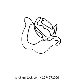 One line rose design. Hand drawn minimalism style vector illustration,Icon