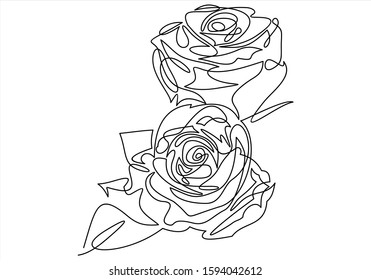 One line rose design. Hand drawn minimalism style illustration