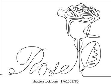 One line rose design. Hand drawn minimalism style vector illustration