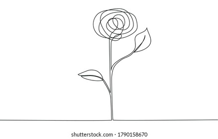 One line rose design - Hand drawn minimalism style illustration.