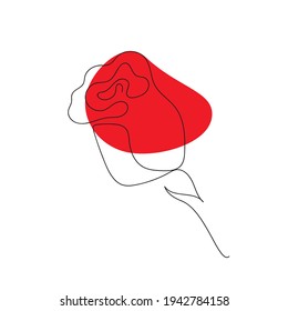 One line rose design - Hand drawn minimalism style vector illustration on white background