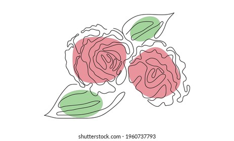 One line rose design. Hand drawn minimalism style vector illustration. Isolated on white background