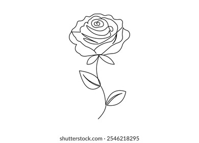 One line rose flower with editable Stroke
