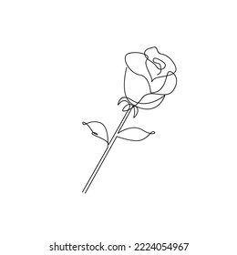one line rose flower minimalism drawing vector illustration floral art design