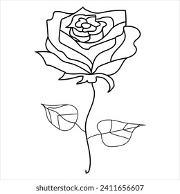 One Line Rose Flower Minimalism Drawing Vector Illustration Floral Art Design