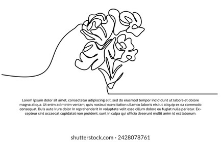 One line rose flower poster drawing with a beautiful frame. Abstract minimal continuous line wall decor.