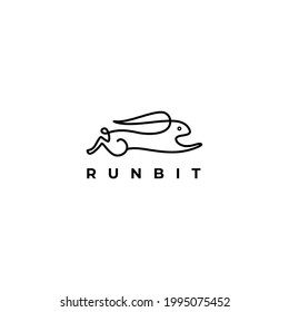one line running rabbit logo inspiration