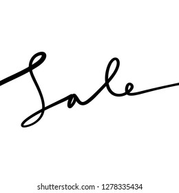 One line sale ink text banner. Vector and jpg image, clipart.
