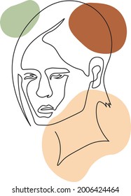 one line scetch portrait of girl pastel shades illustration