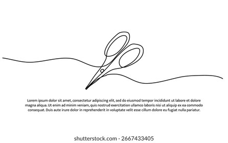 One line of scissors. Abstract minimal continuous line.
