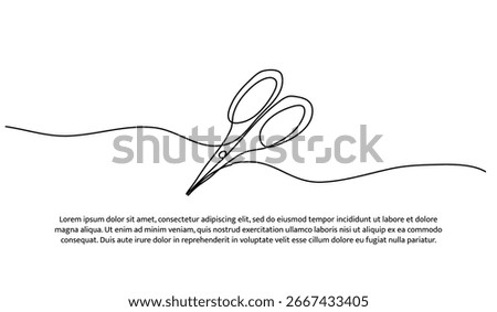 One line of scissors. Abstract minimal continuous line.
