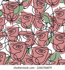Un patrón moderno sin fisuras. Ilustración vectorial de la simplicidad moderna de las flores de rosa.