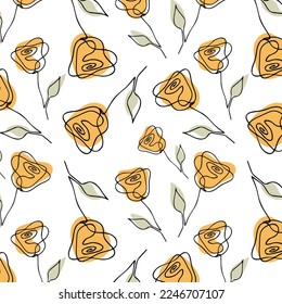 Eine Linie nahtloses modernes Muster. Rosenblume Moderne, einfache Vektorgrafik.