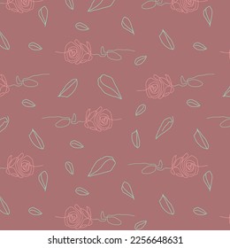 Un patrón moderno sin fisuras. Ilustración vectorial de la simplicidad moderna de las flores de rosa.