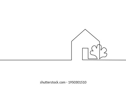 One line seller house door keys. Building quarter residential complex. Hand drawn sketch continuous line. Sell own family customer life business concept vector illustration