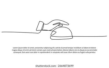 One line of service bell. Abstract minimal continuous line.