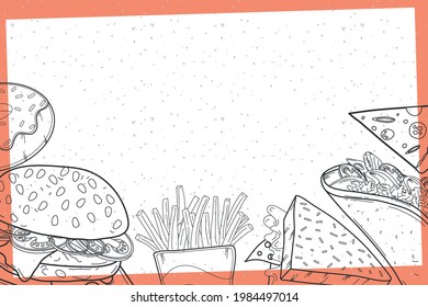 one line set fast foods frame