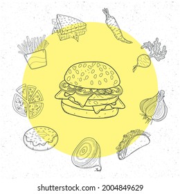 one line set foods around