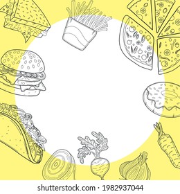 one line set foods frame