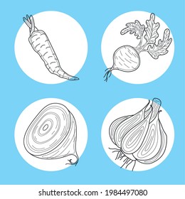 one line set four foods