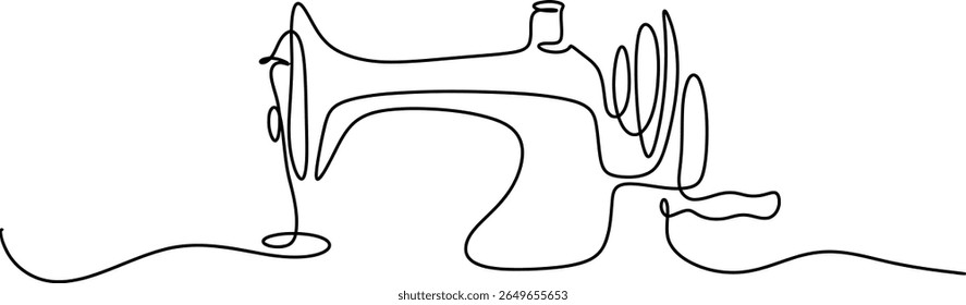 one line. sewing machine isolated