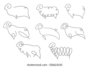 One line sheep design silhouette. Logo design. Hand drawn minimalism style vector illustration.