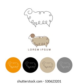 One line sheep design silhouette. Logo design. Hand drawn minimalism style vector illustration.