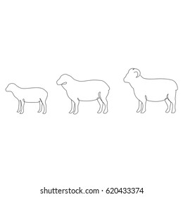 One line sheep design silhouette. Logo design. Hand drawn minimalism style vector illustration.