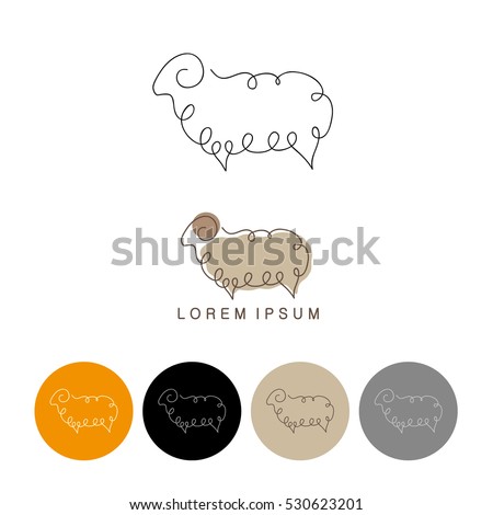 One line sheep design silhouette. Logo design. Hand drawn minimalism style vector illustration.