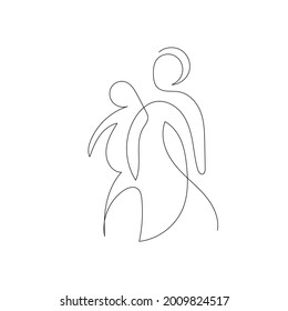 one line silhouette of couple, lovers, couple logo, design for wedding invitations, vector logo, relationship