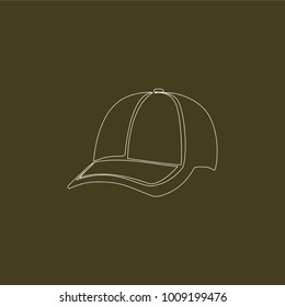 One line silhouette design of cap. Vector illustration.Hand drawn minimalism style vector illustration 