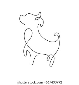 One line silhouette design of puppy.vector illustration