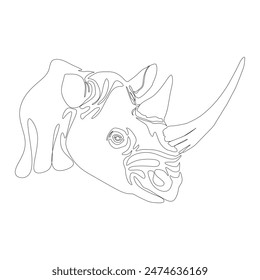 One line silhouette design of rhino. hand drawn minimalistic style vector illustration