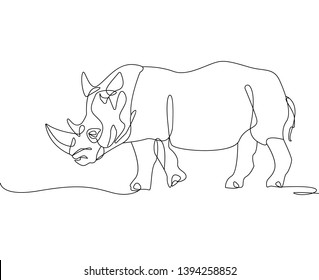 One line silhouette design of rhino.hand drawn minimalistic style vector illustration
