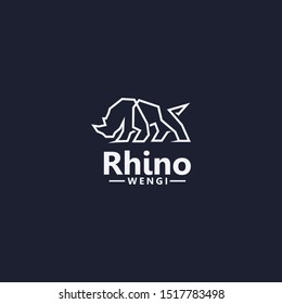 One line silhouette design of rhino.hand drawn minimalistic style vector illustration