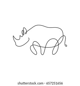 One line silhouette design of rhino.hand drawn minimalistic style vector illustration
