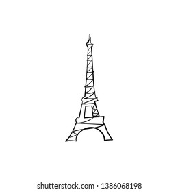 One line sketch of Eiffel Tower/ One line sketch of Paris