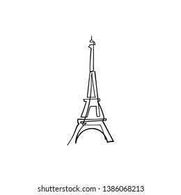 One line sketch of Eiffel Tower/ One line sketch of Paris