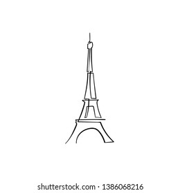 One line sketch of Eiffel Tower/ One line sketch of Paris