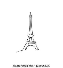 One line sketch of Eiffel Tower/ One line sketch of Paris